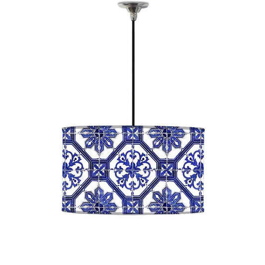 Ceiling Lamp Hanging Drum Lampshade - Floral Tiles Pattern Nutcase