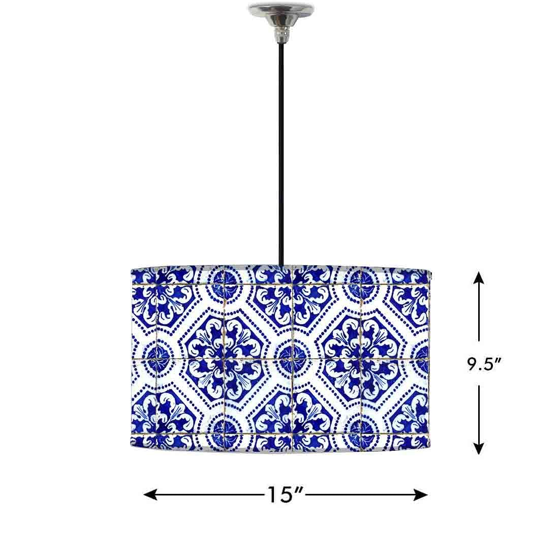 Ceiling Lamp Hanging Drum Lampshade - Floral Spanish Tiles Design Nutcase