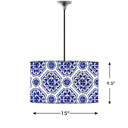 Ceiling Lamp Hanging Drum Lampshade - Floral Spanish Tiles Design Nutcase