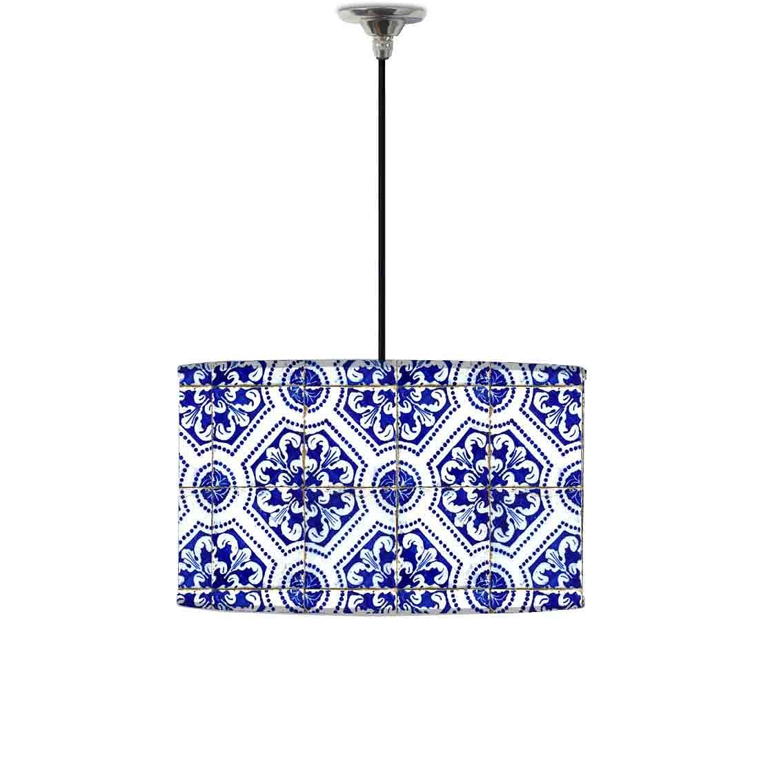 Ceiling Lamp Hanging Drum Lampshade - Floral Spanish Tiles Design Nutcase