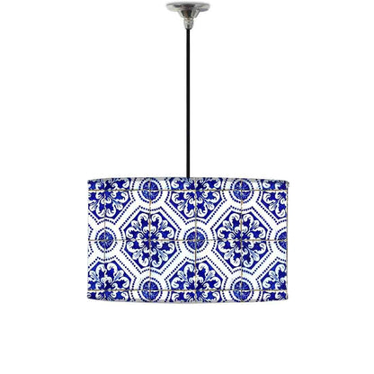 Ceiling Lamp Hanging Drum Lampshade - Floral Spanish Tiles Design Nutcase