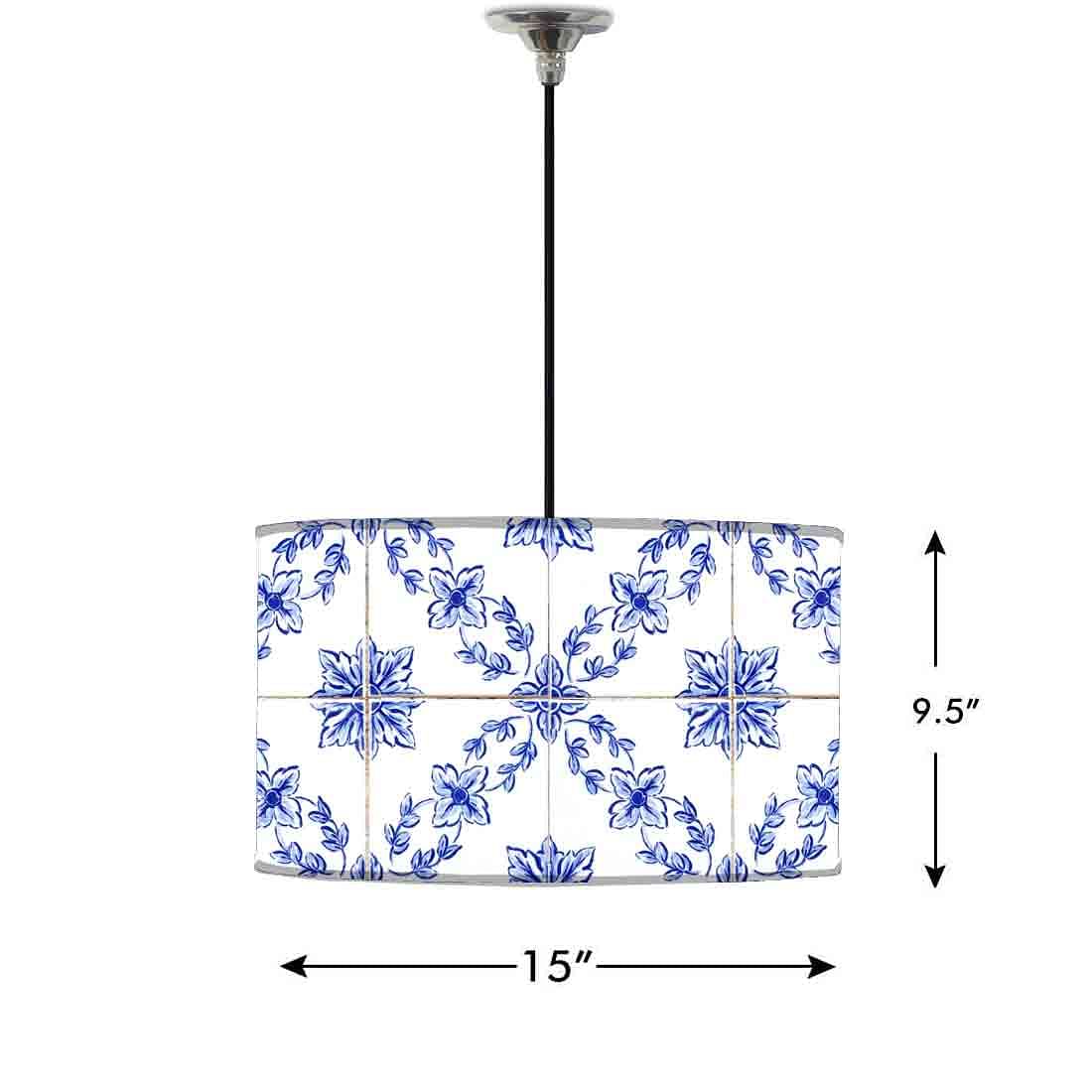 Ceiling Lamp Hanging Drum Lampshade - Pattern Spanish Tiles Nutcase