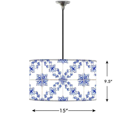 Ceiling Lamp Hanging Drum Lampshade - Pattern Spanish Tiles Nutcase