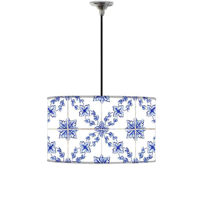 Ceiling Lamp Hanging Drum Lampshade - Pattern Spanish Tiles Nutcase