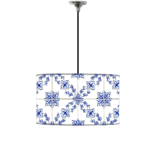 Ceiling Lamp Hanging Drum Lampshade - Pattern Spanish Tiles Nutcase