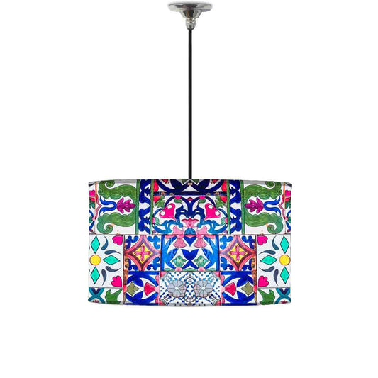 Ceiling Lamp Hanging Drum Lampshade - Retro Pattern Nutcase