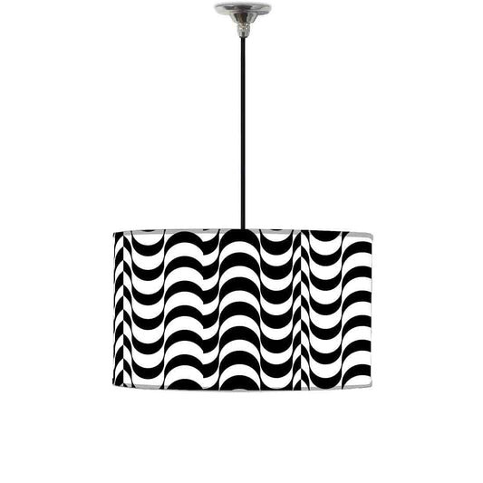 Ceiling Lamp Hanging Drum Lampshade - Black Waves Nutcase