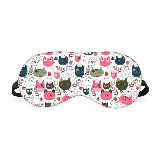 Designer Travel Eye Mask for Sleeping - Cats Everywhere - Made in India Nutcase