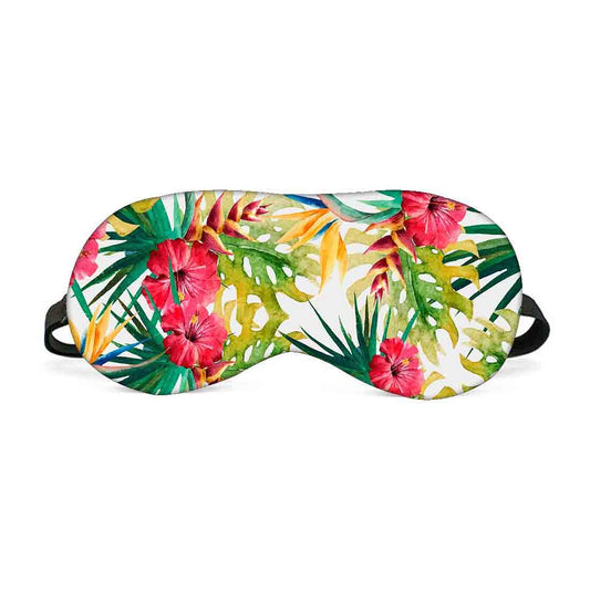 Designer Travel Eye Mask for Sleeping - Hibiscus with leaves - Made in India Nutcase