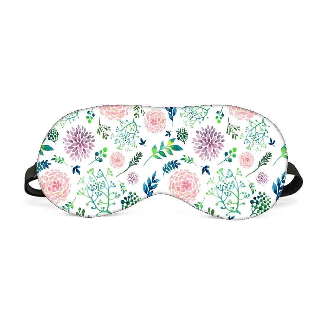 Designer Travel Eye Mask for Sleeping - Flowers and Leaves - Made in India Nutcase