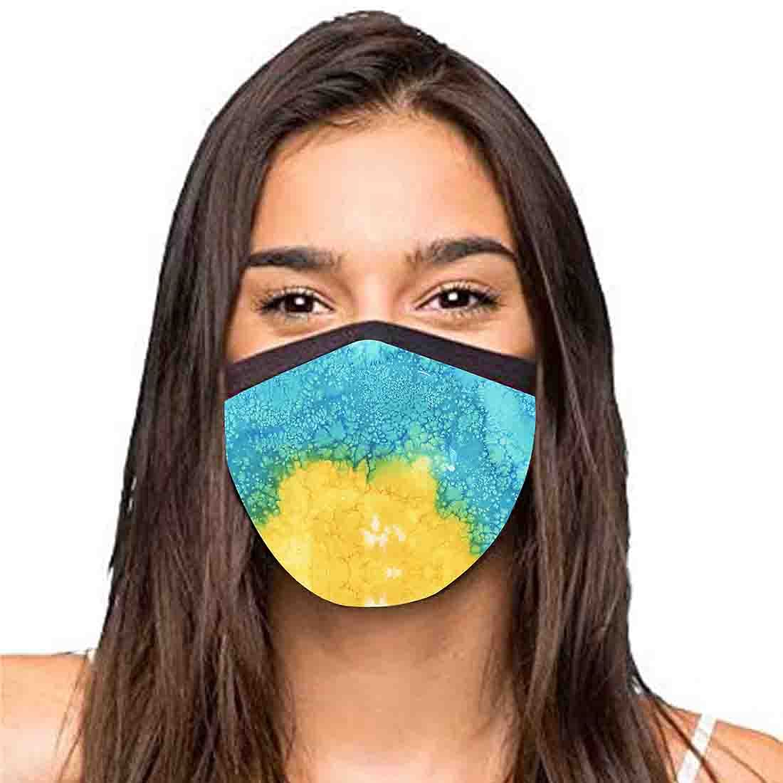 Face Mask For Women - Set Of 2 Protective Masks -Yellow Blue Watercolor Nutcase