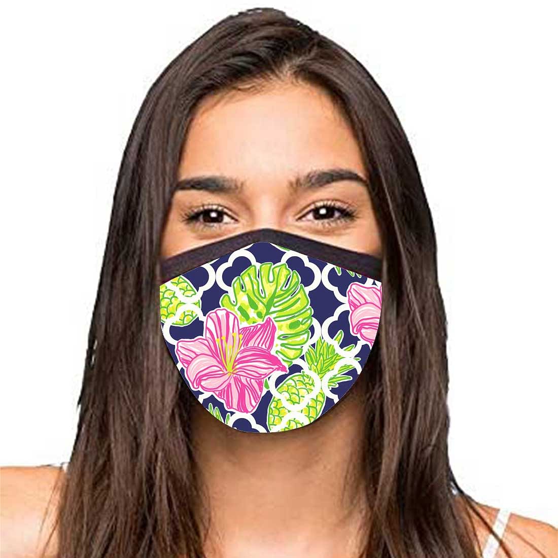 Face Masks Reusable Washable Set Of 2 -Pink_Green_Floral Nutcase