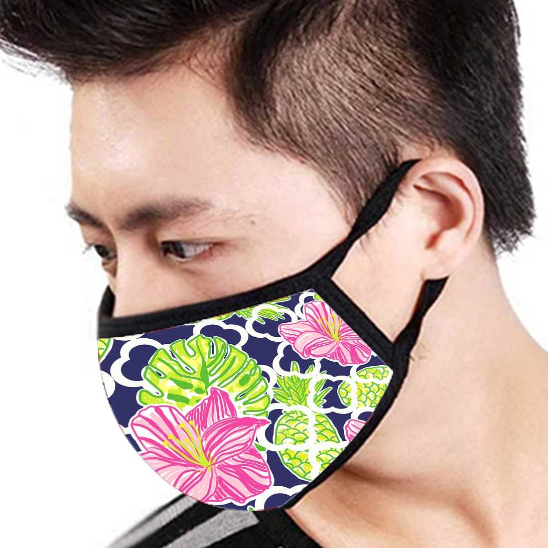 Face Masks Reusable Washable Set Of 2 -Pink_Green_Floral Nutcase