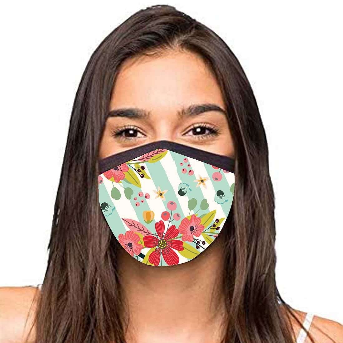Face Masks Reusable Washable Set Of 2 -Floral_stripes Nutcase