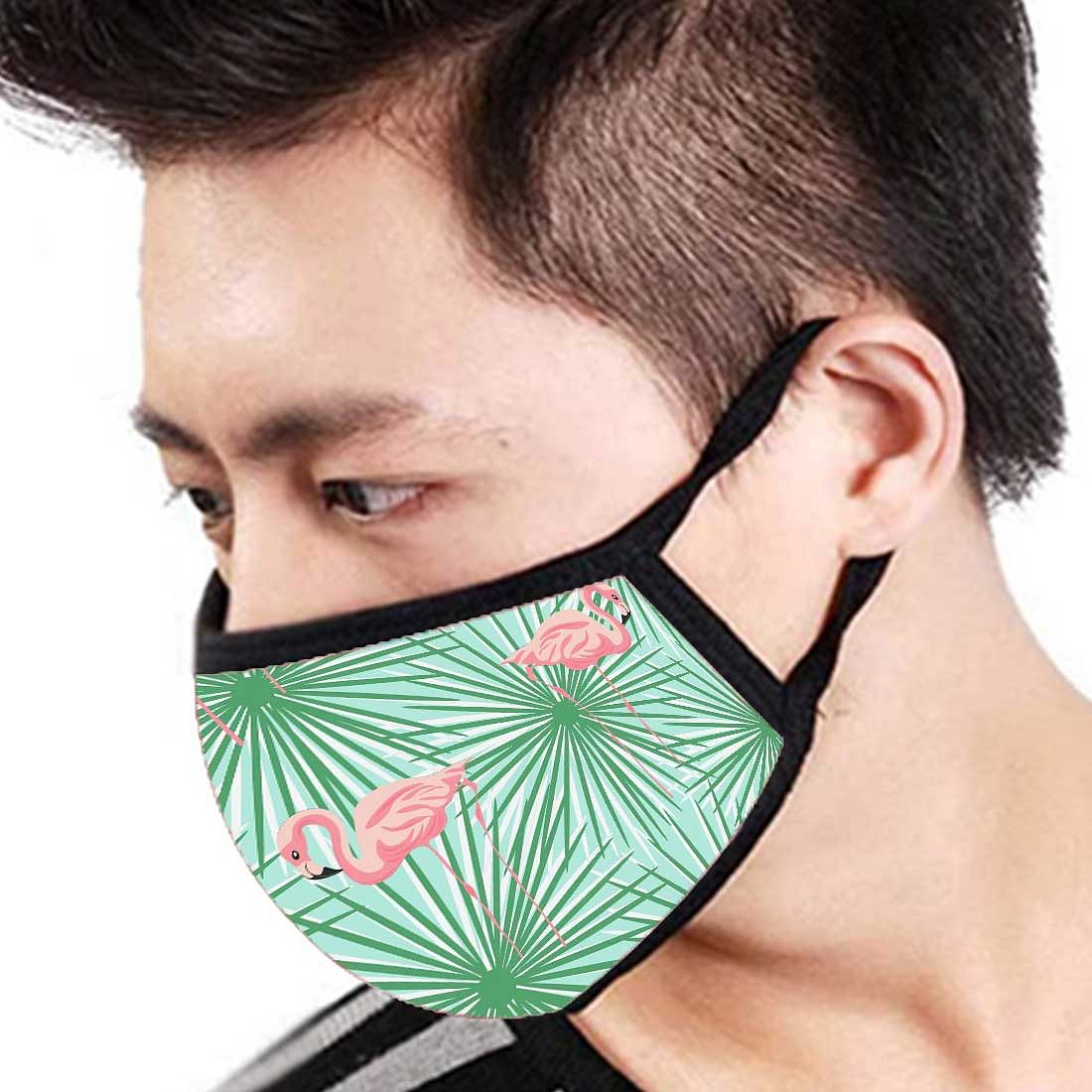 Face Masks Reusable Washable Set Of 2 -Flamingo_green Nutcase