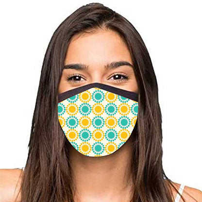 Face Masks Reusable Washable Set Of 2 -Yellow_Blue_Polka Nutcase