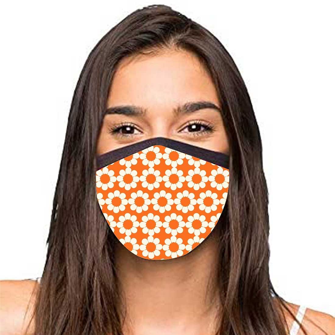 Face Masks Reusable Washable Set Of 2 -Orange_Polka Nutcase