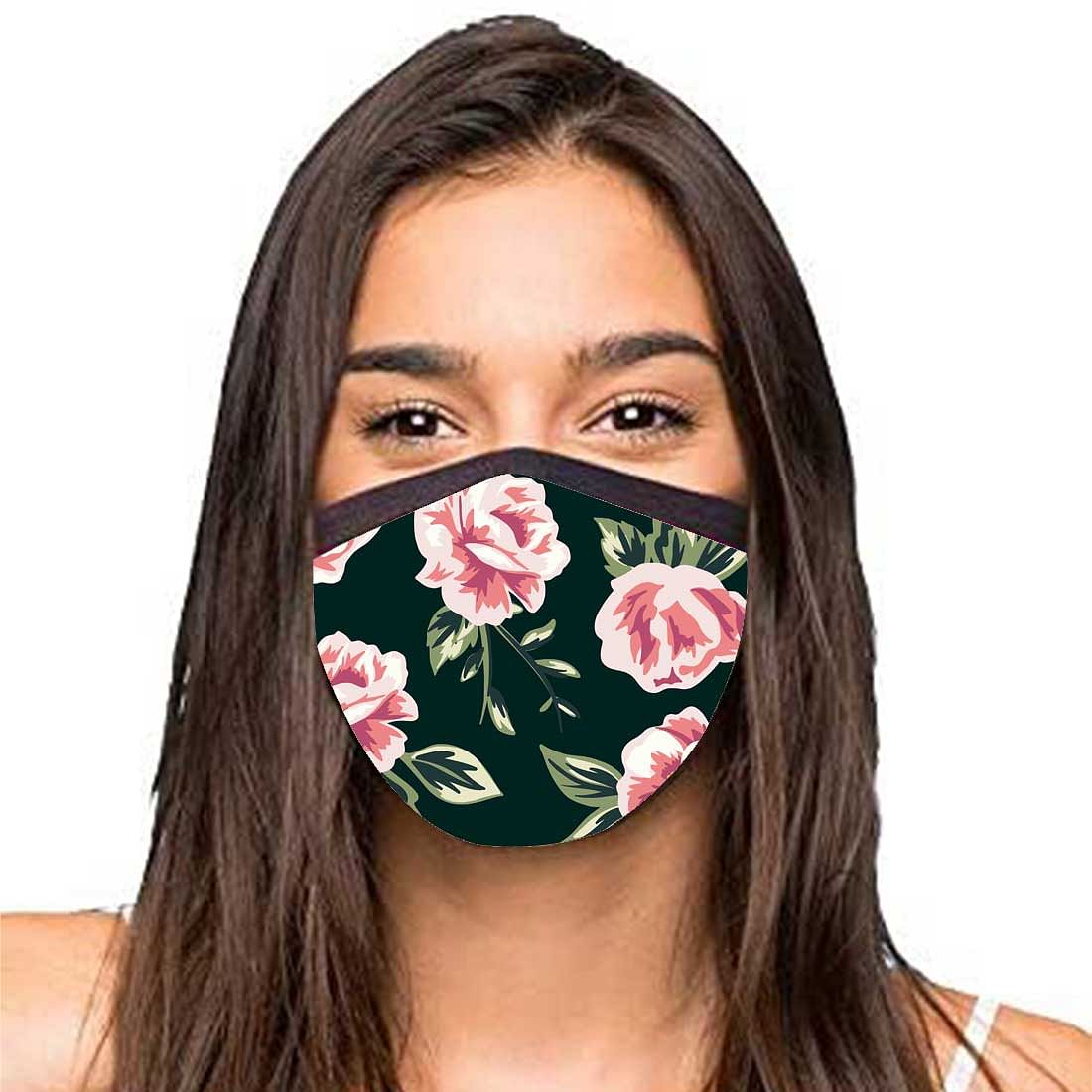 Face Masks Reusable Washable Set Of 2 -Black_floral Nutcase