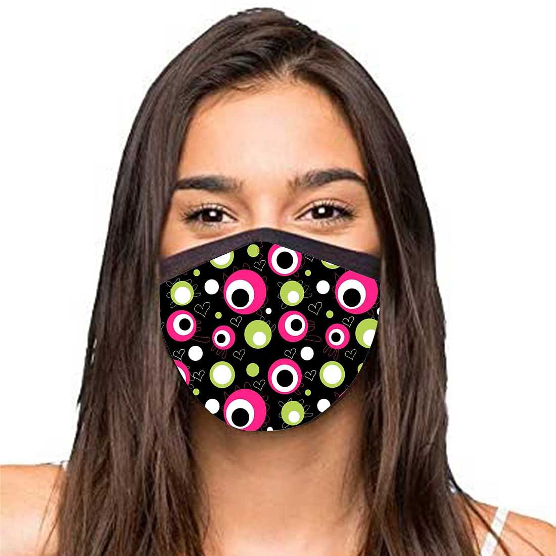 Face Masks Reusable Washable Set Of 2 -Neon_pink_polka Nutcase