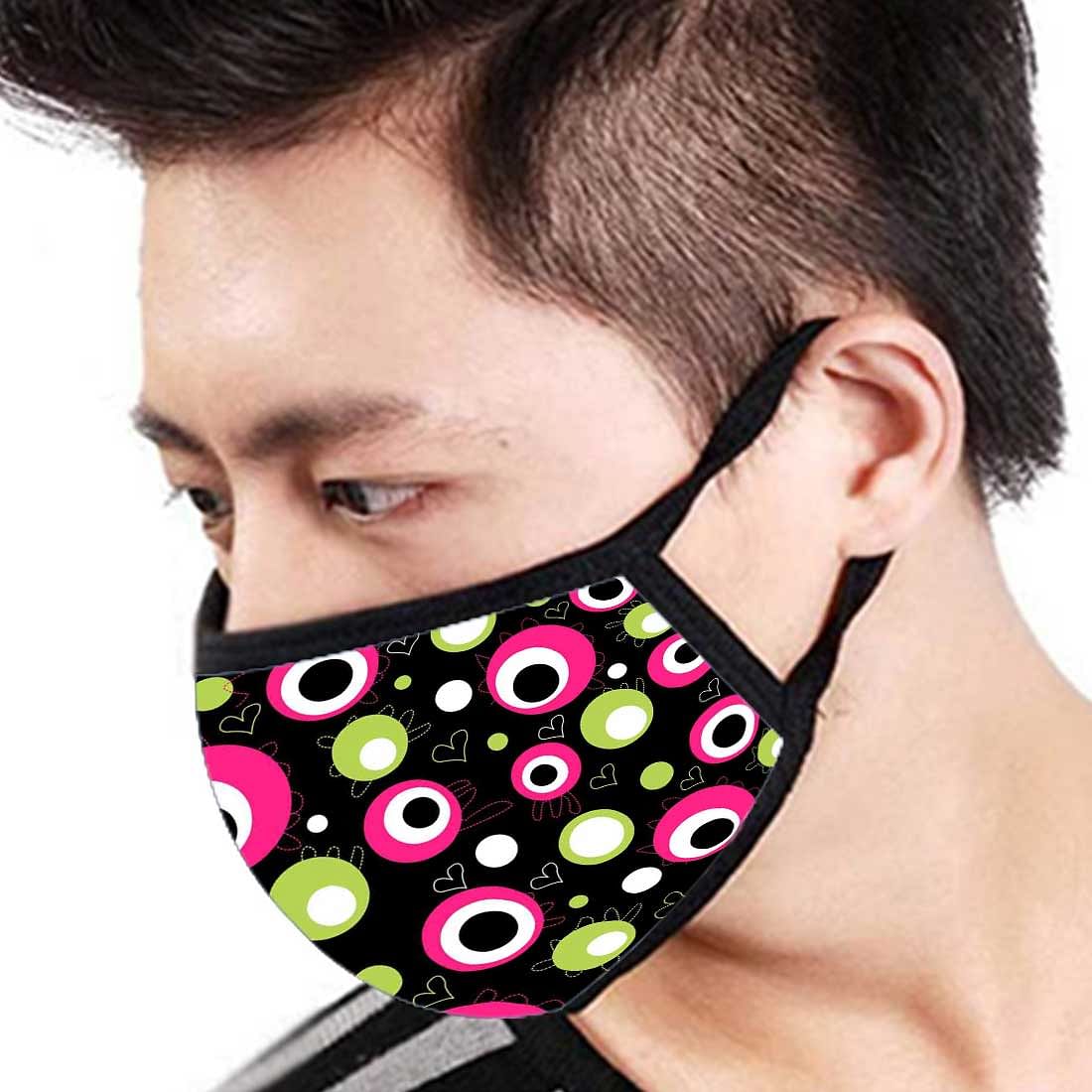 Face Masks Reusable Washable Set Of 2 -Neon_pink_polka Nutcase