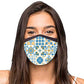 Face Masks Reusable Washable Set Of 2 -Spanish_tiles_blue Nutcase