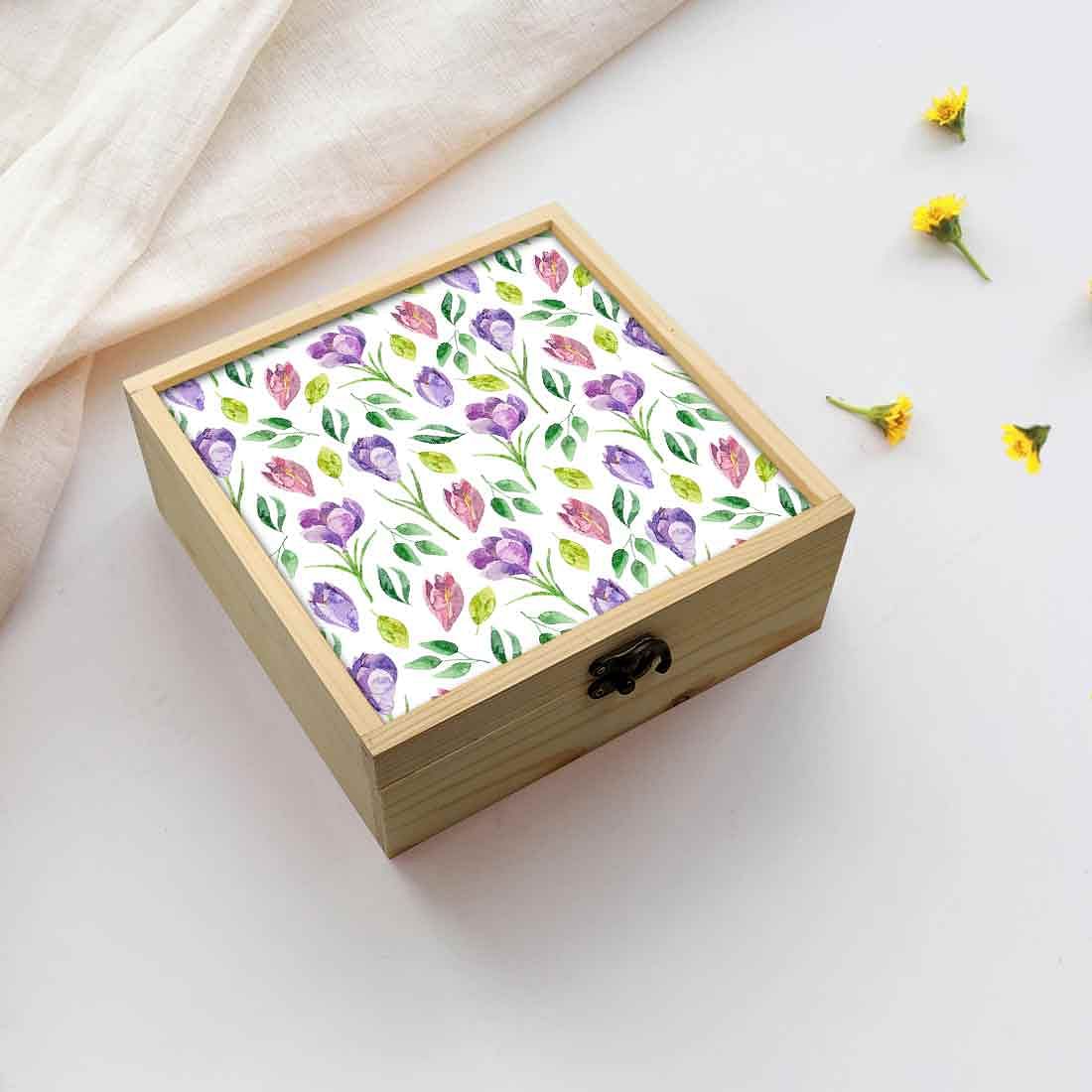 Jewellery Box Wooden Jewelry Organizer -  Purple Flower Nutcase