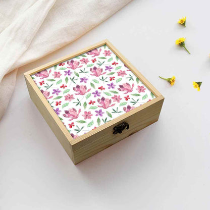 Jewellery Box Wooden Jewelry Organizer -  Pink Flower Nutcase
