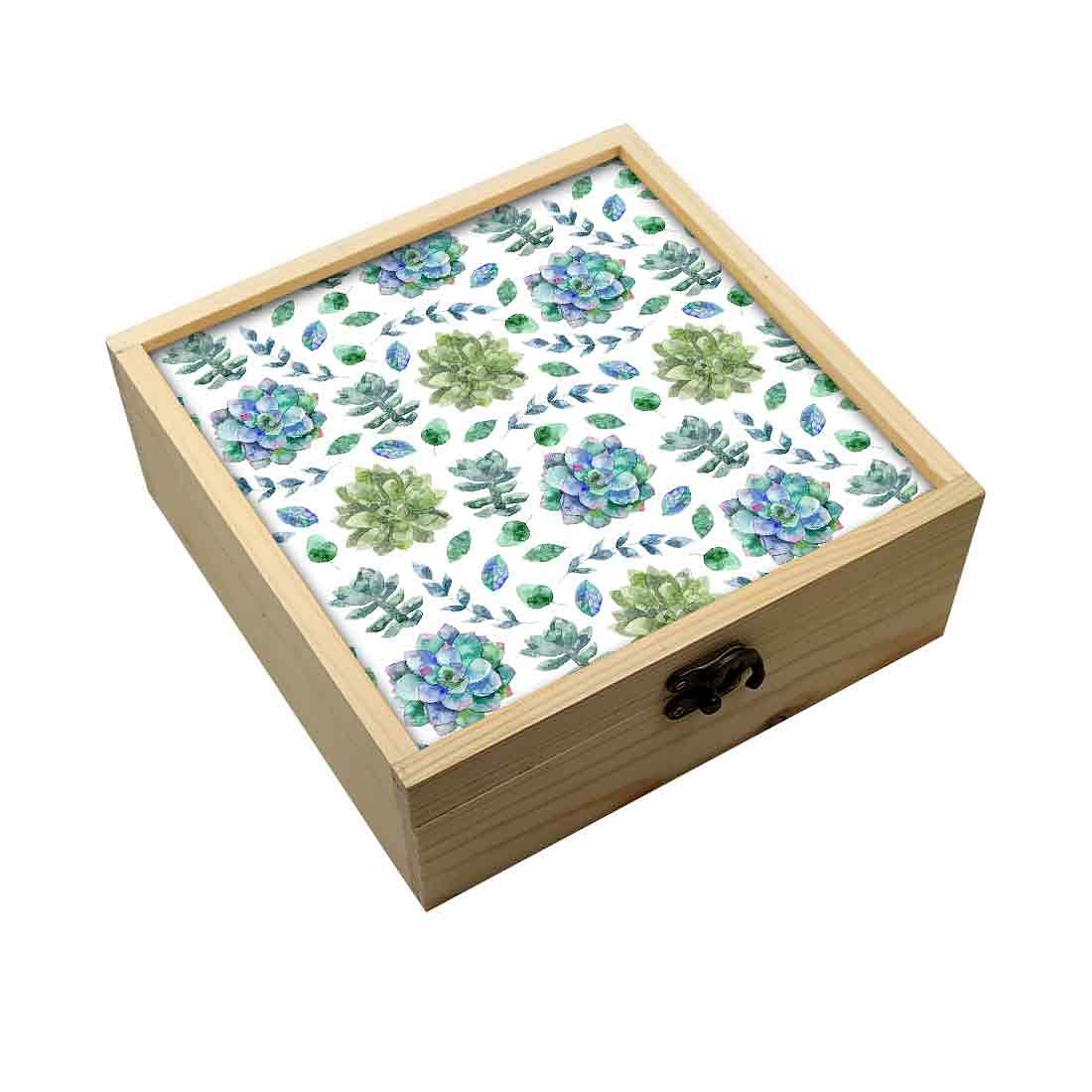 Jewellery Box Wooden Jewelry Organizer -  Green Flower Nutcase