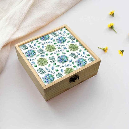 Jewellery Box Wooden Jewelry Organizer -  Green Flower Nutcase