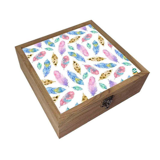 Nutcase Designer jewellery box for girls Wooden  -  Unique Gifts -Colorful Feathers Nutcase