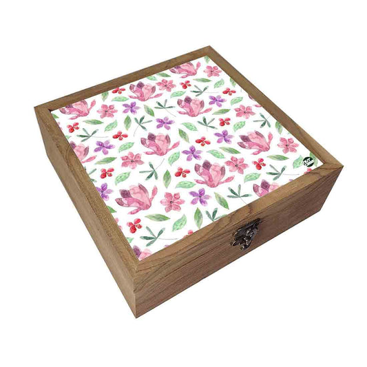 Nutcase Designer Jewellery Box Organizer with Big Grid - Unique Gifts -Pink Flower Nutcase