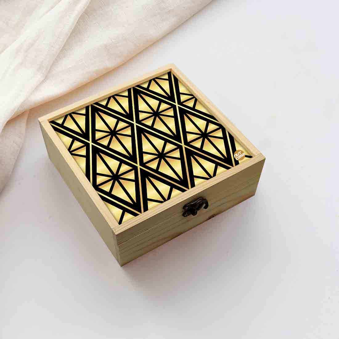 Jewellery Box Wooden Jewelry Organizer -  Geometric Diamond Nutcase