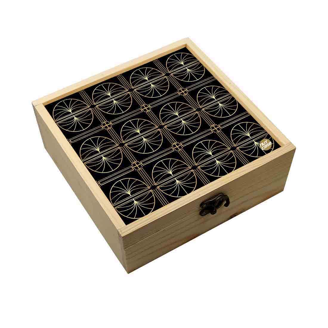 Jewellery Box Wooden Jewelry Organizer -  Geometric Pattern Nutcase