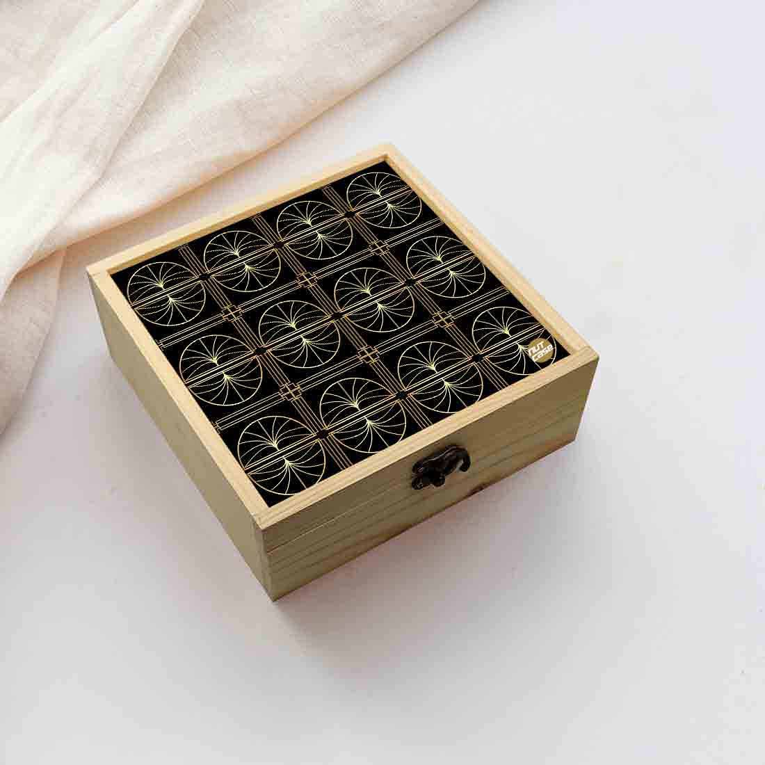 Jewellery Box Wooden Jewelry Organizer -  Geometric Pattern Nutcase