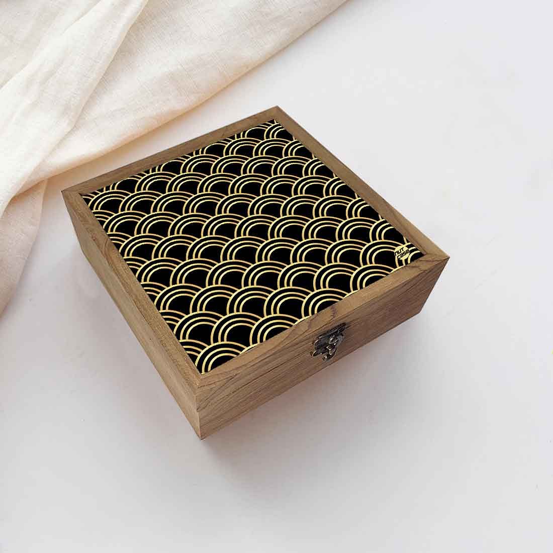 Nutcase Designer Jewellery Box Organizer with Big Grid - Golden Design Pattern Nutcase