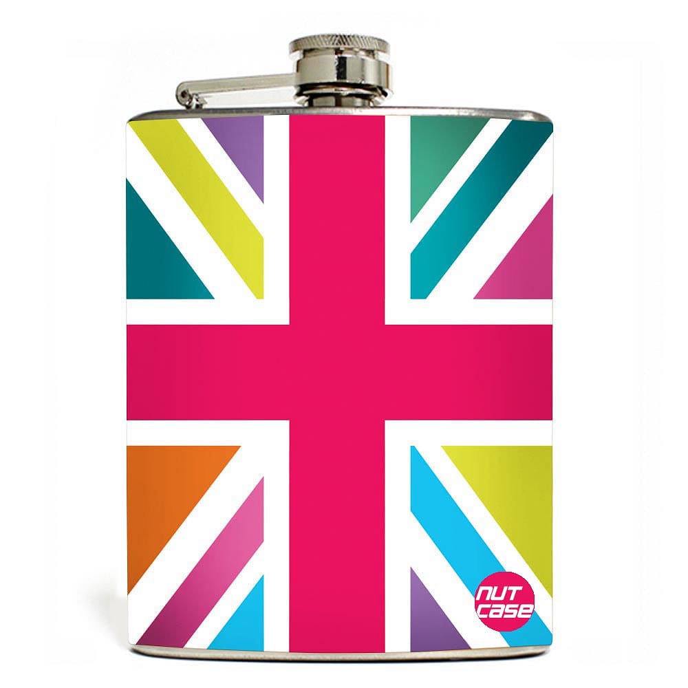 Hip Flask  -  Retro British Flag Nutcase