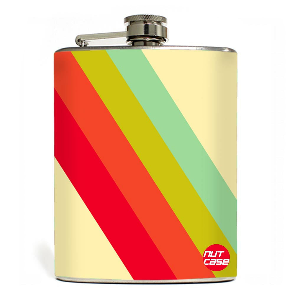 Hip Flask - Stainless Steel Flask -  Color Strips Nutcase