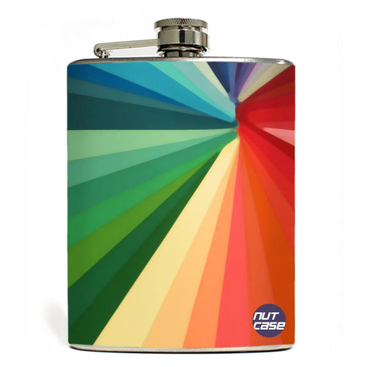 Hip Flask - Stainless Steel Flask -  Multicolor Strips Nutcase