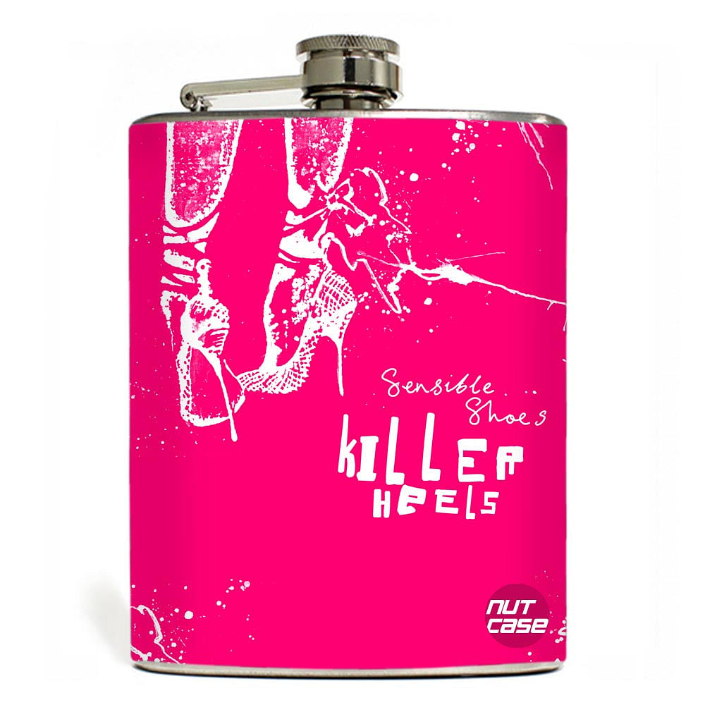 Hip Flask - Stainless Steel Flask -  Killer Heels Nutcase