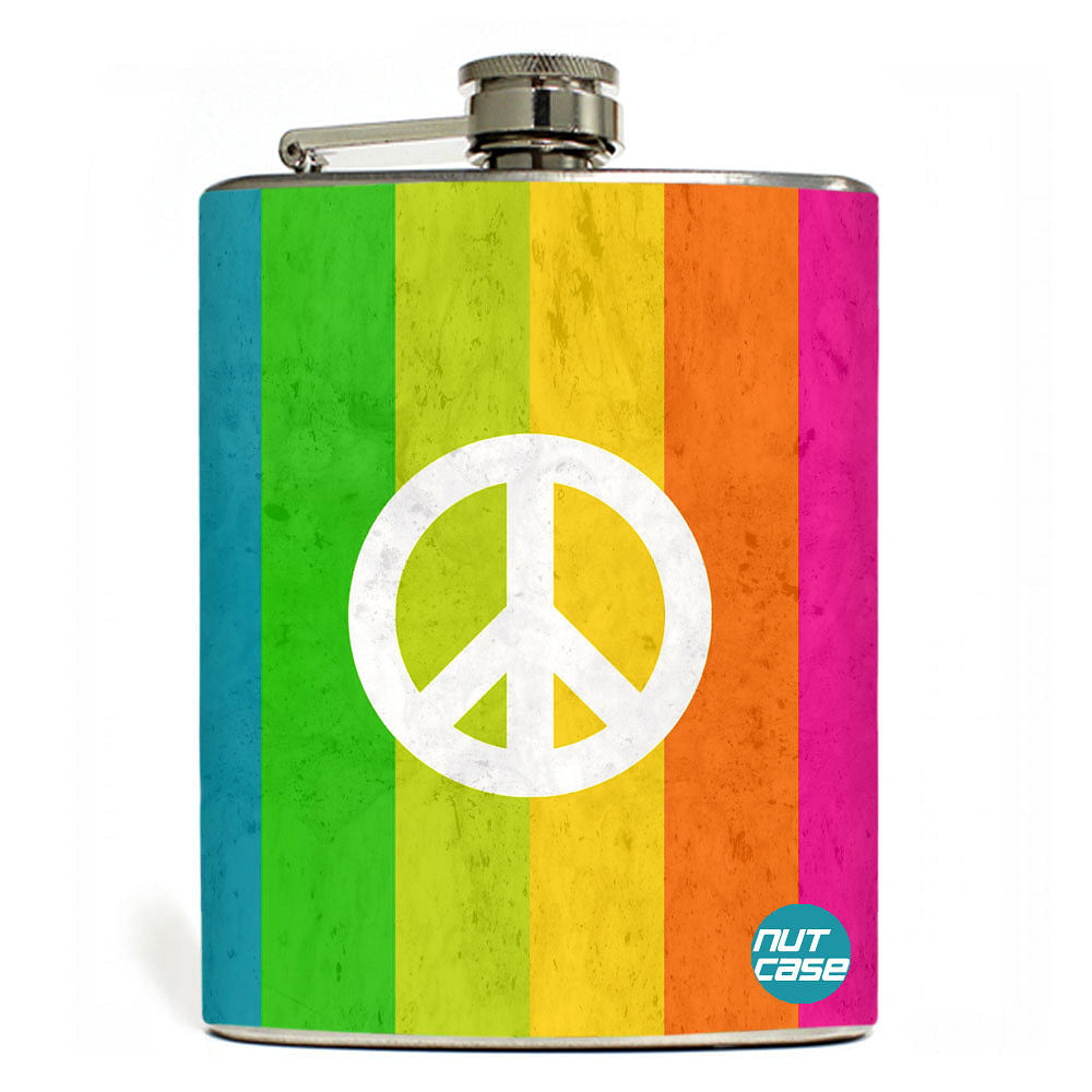 Hip Flask  -  Rainbow Peace Nutcase