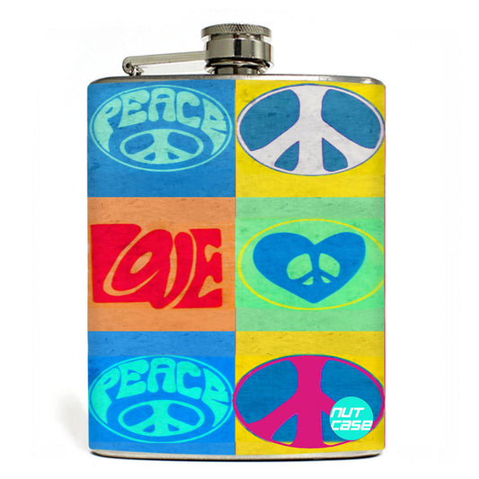 Hip Flask  -  Retro Peace Love Nutcase