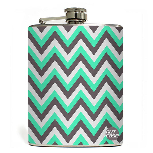 Hip Flask  -  Mint & Grey Chevron Nutcase