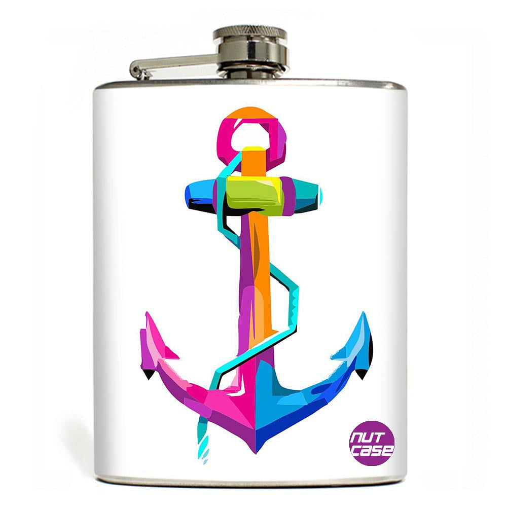 Hip Flask  -  Pop Art Anchor Nutcase