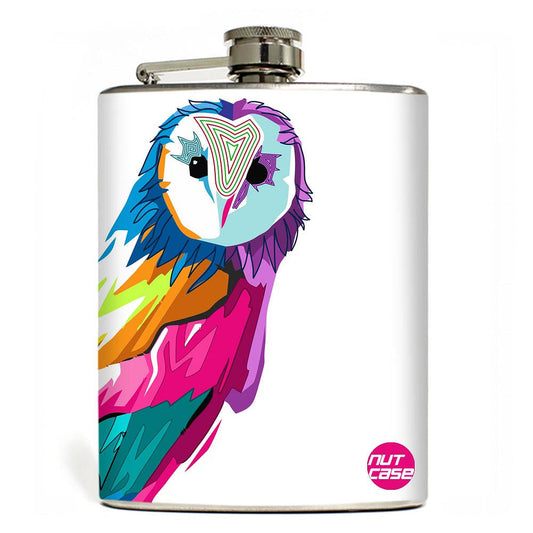 Hip Flask  -  Cool Owl Pop Art Nutcase