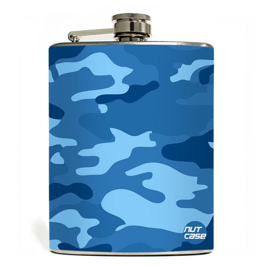Hip Flask  -  Navy Blue Camo Nutcase