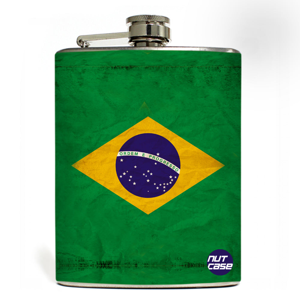 Designer Hip Flask 9 Oz- Nutcase - Free Funnel Along-Go Brazil nutcaseshop