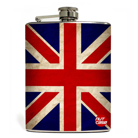 Hip Flask  -  Vintage Union Jack British Flag Nutcase