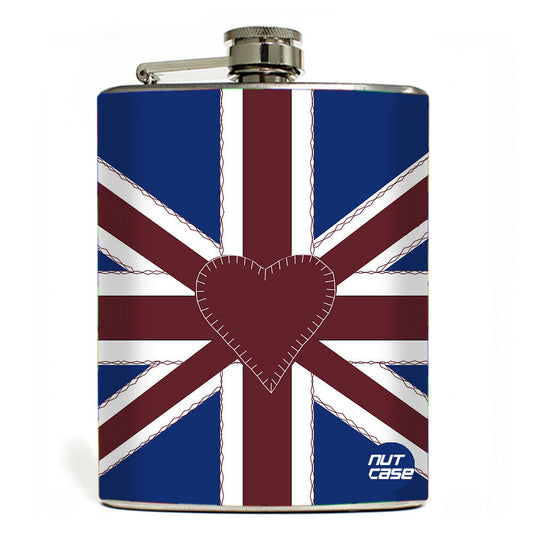 Hip Flask  -  UK Flag Heart Nutcase