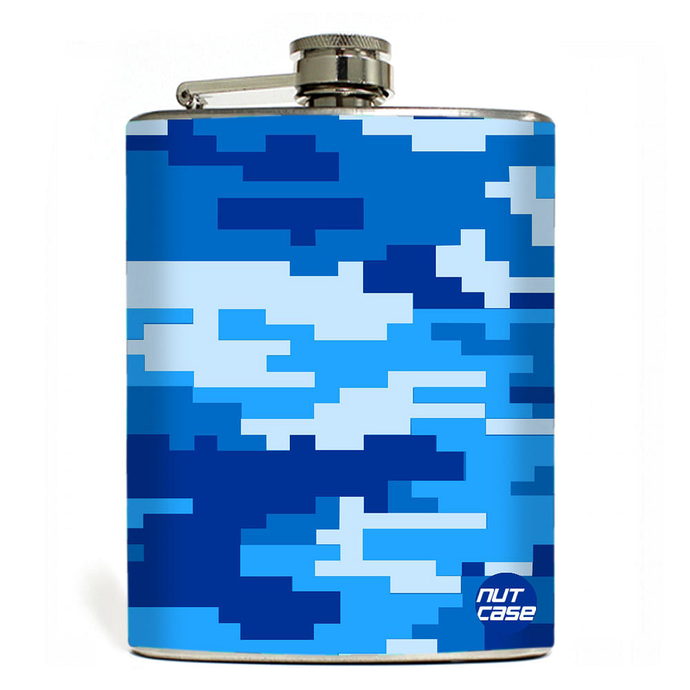 Hip Flask  -  8 Bit Navy Blue Camo Nutcase