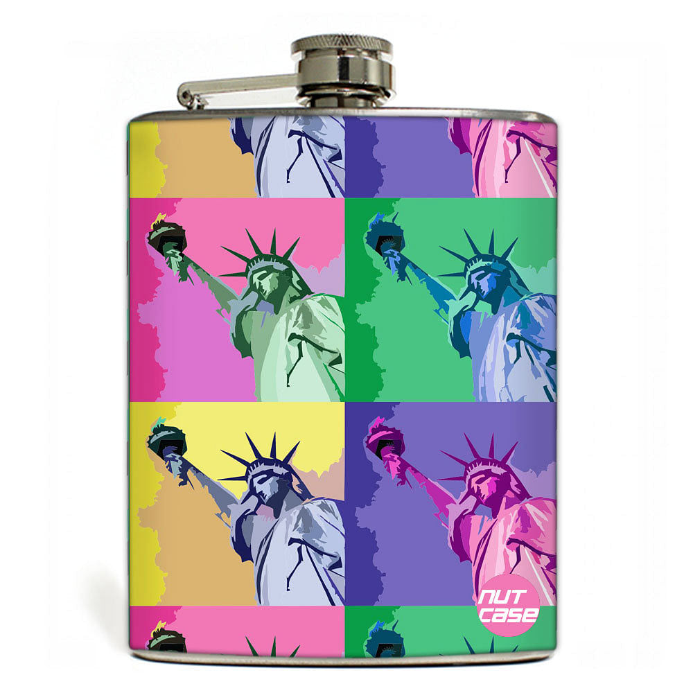 Hip Flask - Stainless Steel Flask -  statue of liberty Pop Art Nutcase
